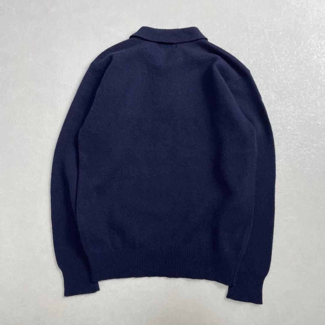 ラルフローレン　刺繍　ワンポイント　ポニー　襟付き　ニット　古着　ネイビー