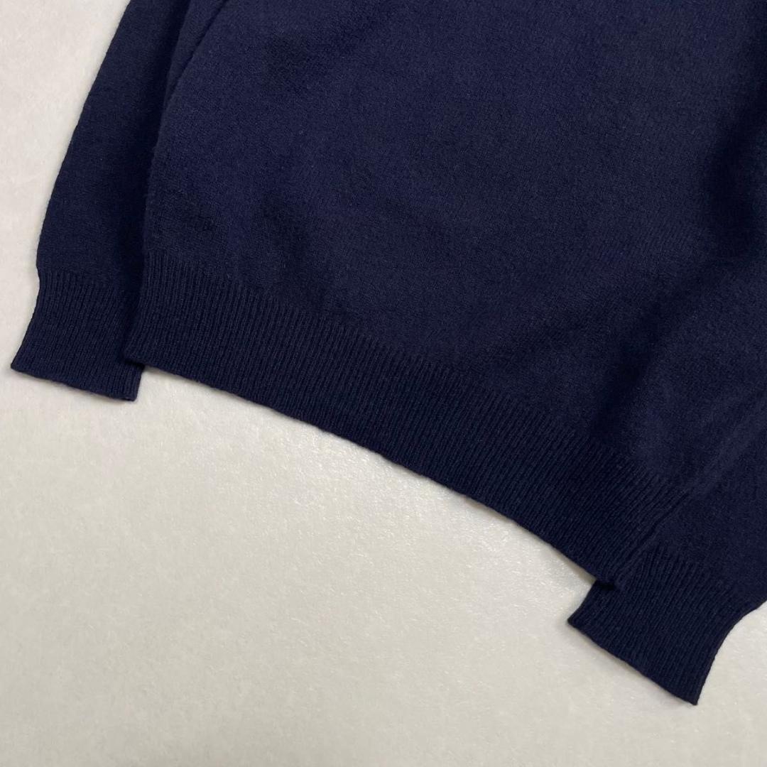 ラルフローレン　刺繍　ワンポイント　ポニー　襟付き　ニット　古着　ネイビー