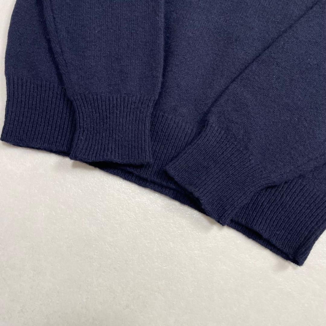 ラルフローレン　刺繍　ワンポイント　ポニー　襟付き　ニット　古着　ネイビー
