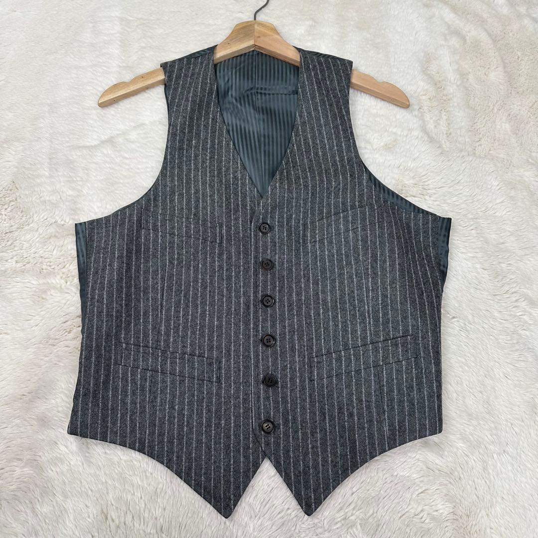 美品✨ニューヨーカー 3ピース スーツ チョークストライプ グレー YA5 高級