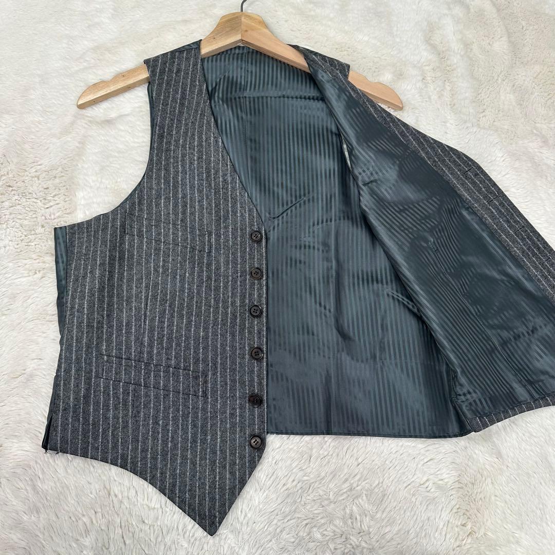 美品✨ニューヨーカー 3ピース スーツ チョークストライプ グレー YA5 高級