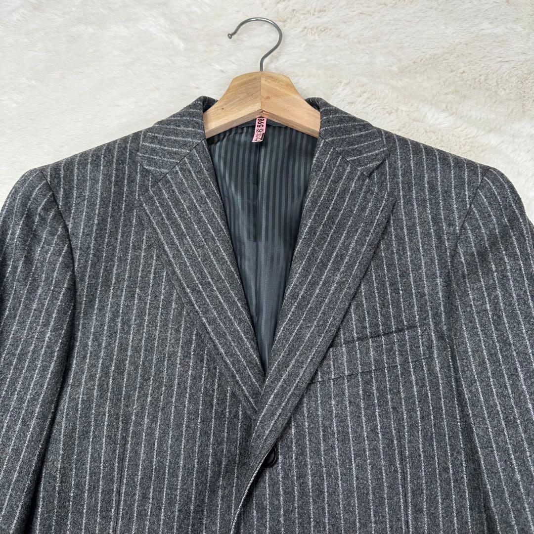 美品✨ニューヨーカー 3ピース スーツ チョークストライプ グレー YA5 高級