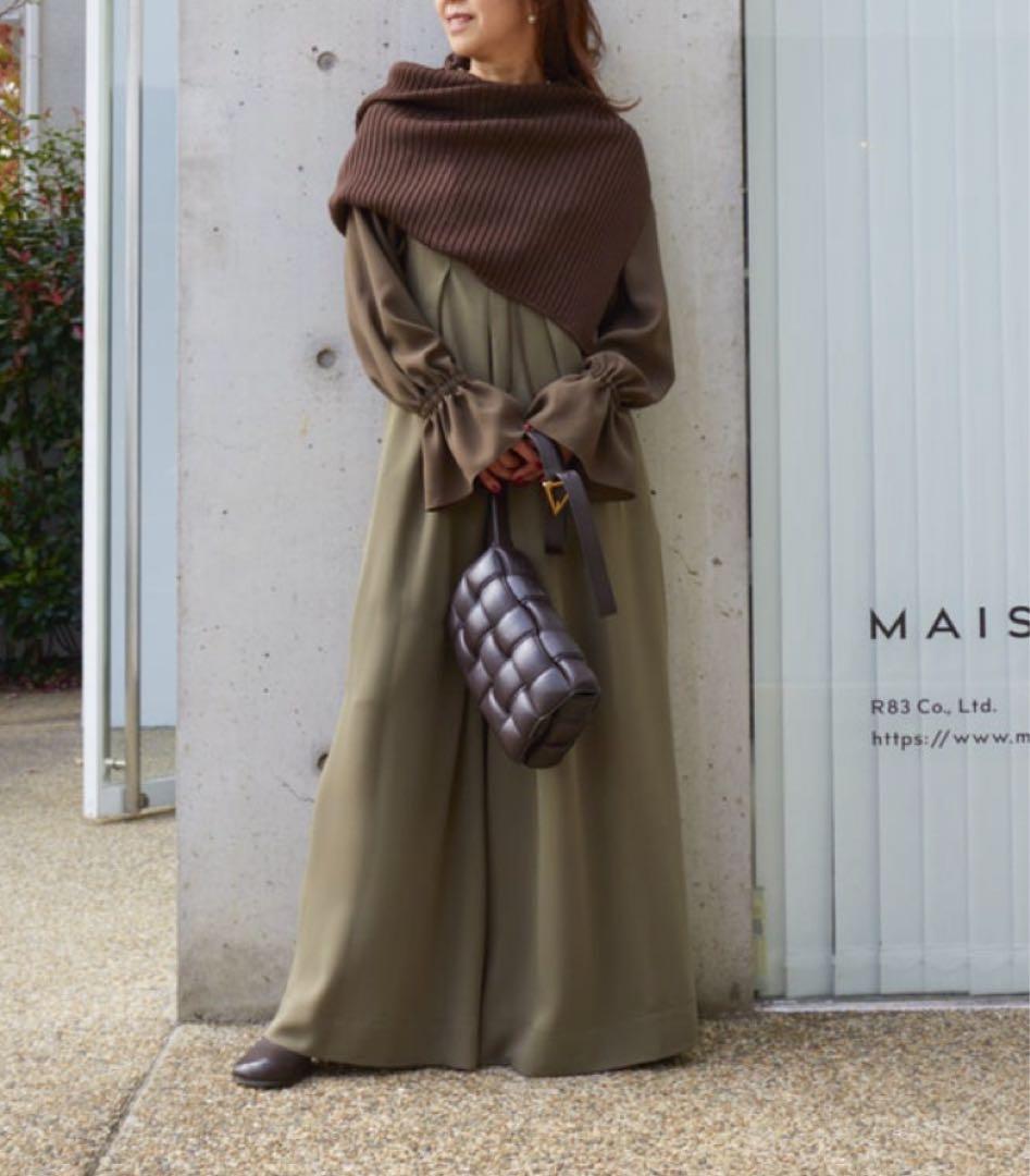 メゾンドアール　maison de r ダブルクロスオールインワン　新品　カーキ