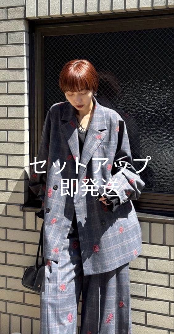 Ameri VINTAGE CHECK FLOWER PAPA JACKET 赤