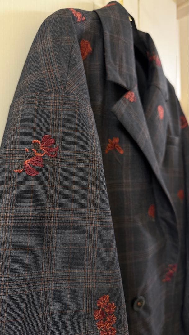 Ameri VINTAGE CHECK FLOWER PAPA JACKET 赤