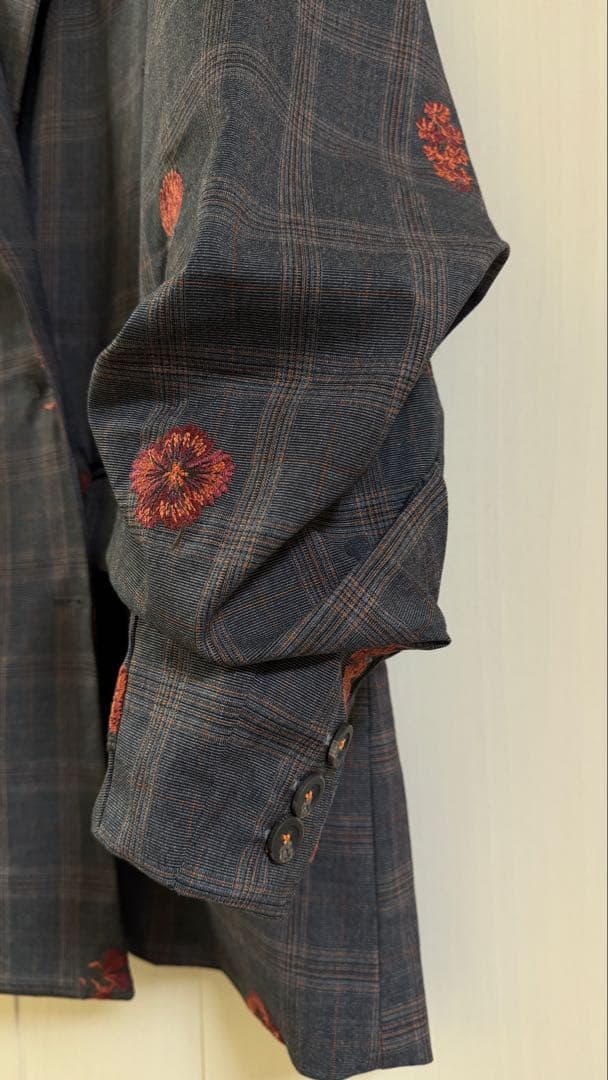 Ameri VINTAGE CHECK FLOWER PAPA JACKET 赤