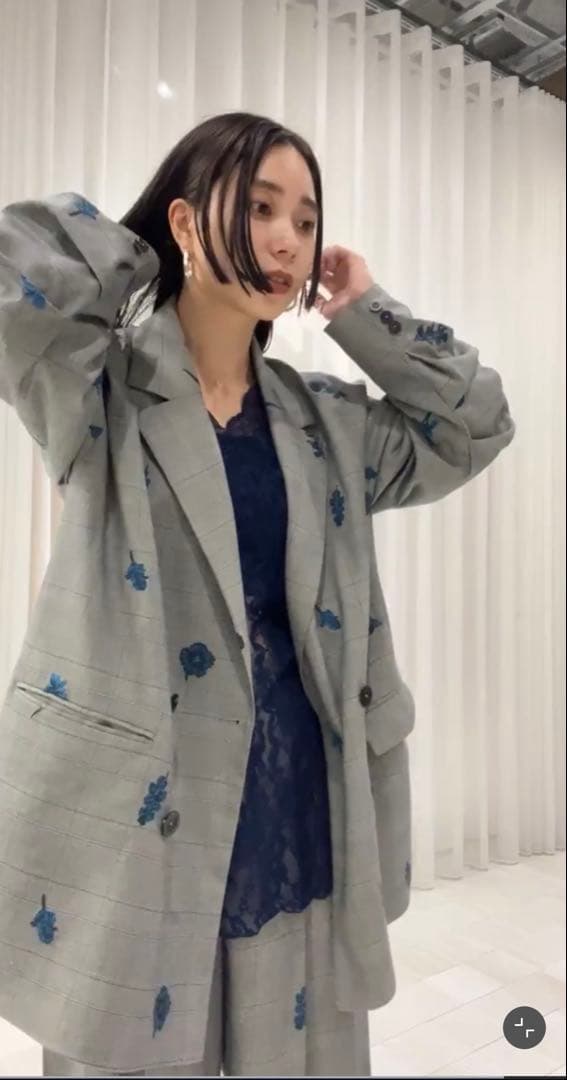 Ameri VINTAGE CHECK FLOWER PAPA JACKET 赤