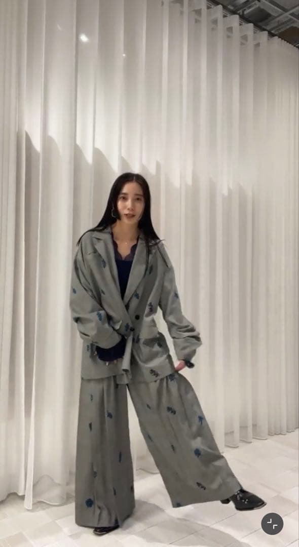 Ameri VINTAGE CHECK FLOWER PAPA JACKET 赤