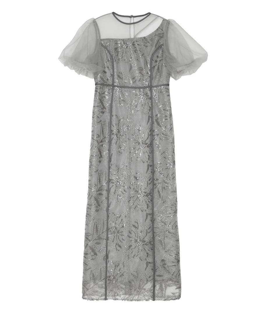 leja アシンメトリーシアーフラワーワンピースドレス　オケージョン