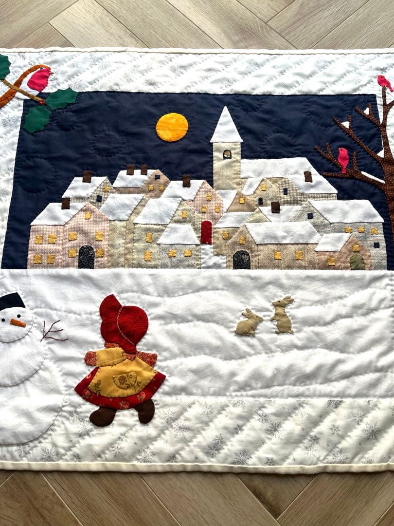 パッチワークタペストリー　冬のキルト