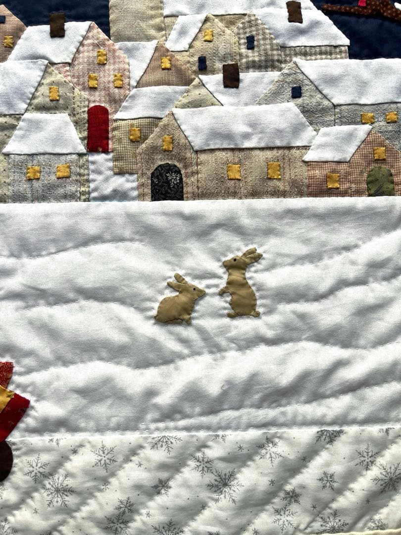 パッチワークタペストリー　冬のキルト