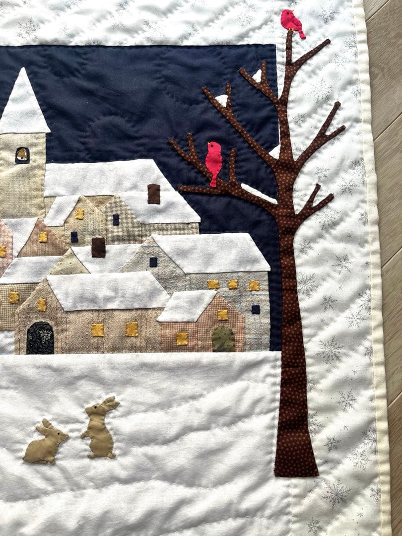 パッチワークタペストリー　冬のキルト