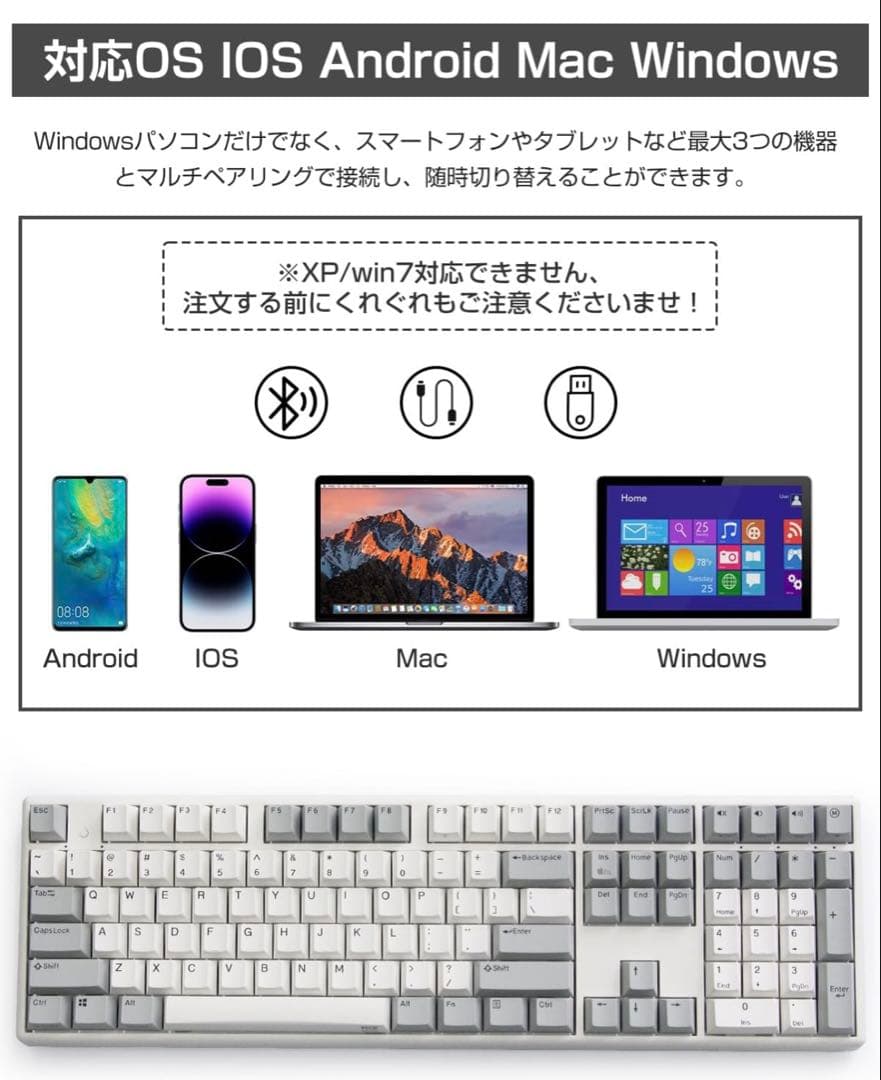 NIZ X108-1m USB Type-C キーボード　US配列