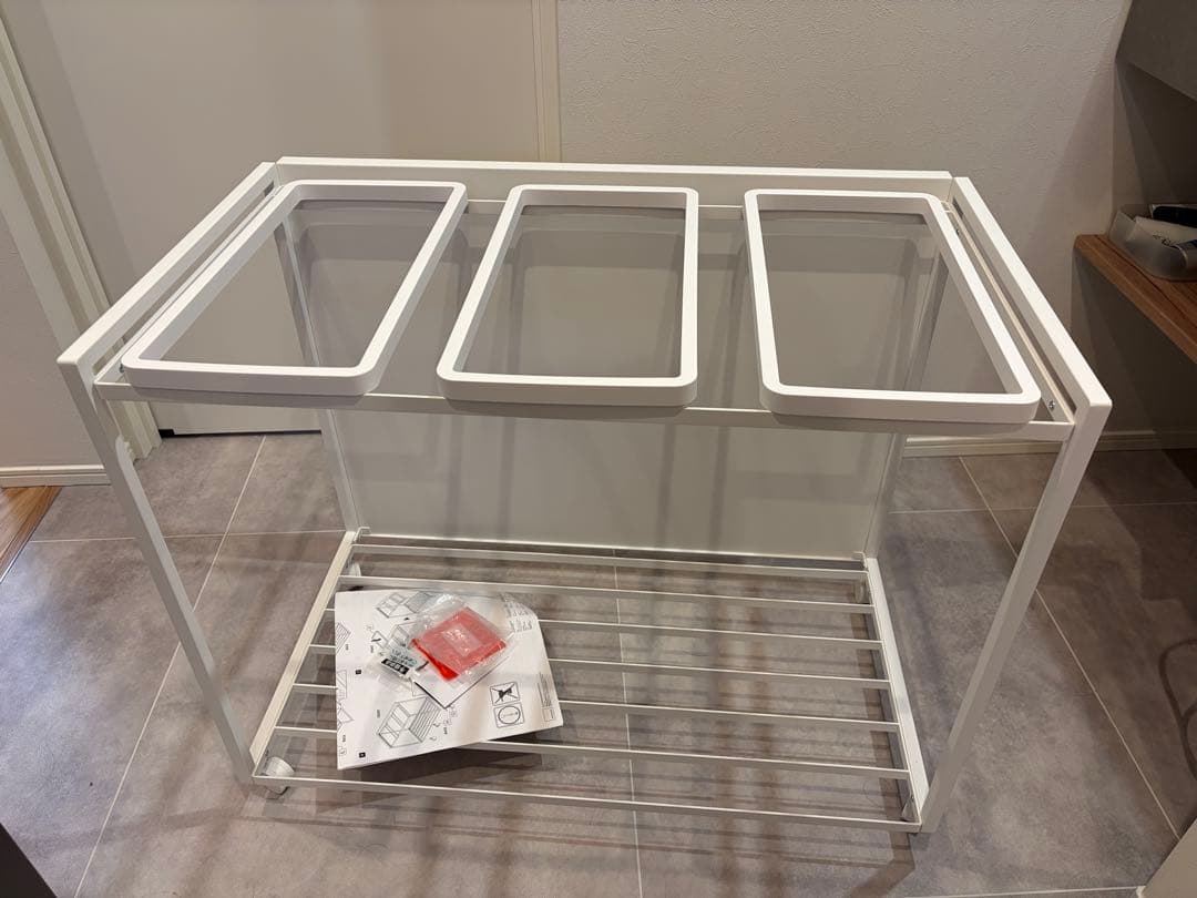 tower 3分別ごみ箱 45L ホワイト　蓋なし　目隠しつき