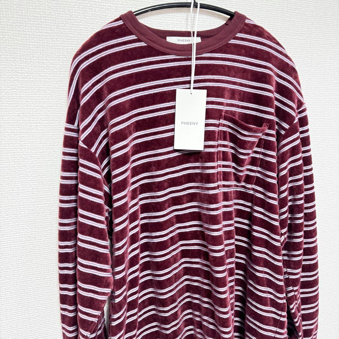 トップス pheeny 2025Velvet border L/S - burgundy