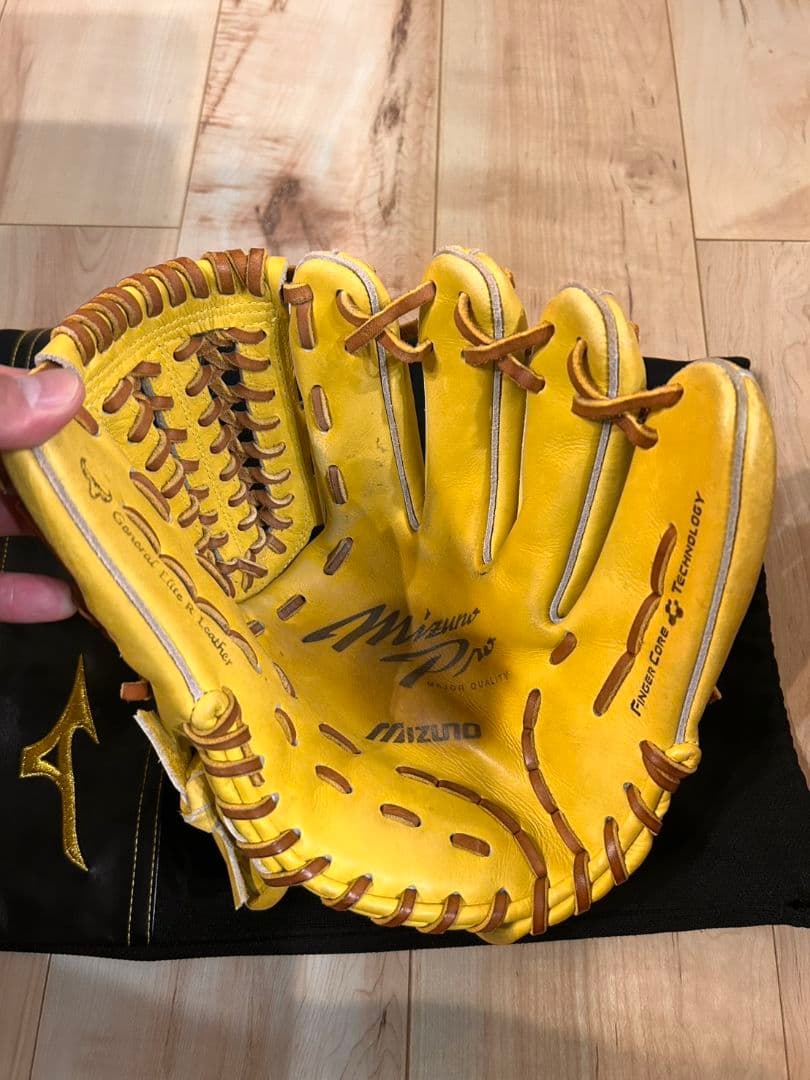 ミズノプロ　軟式　内野手　サイズ9　イエロー 収納袋付き