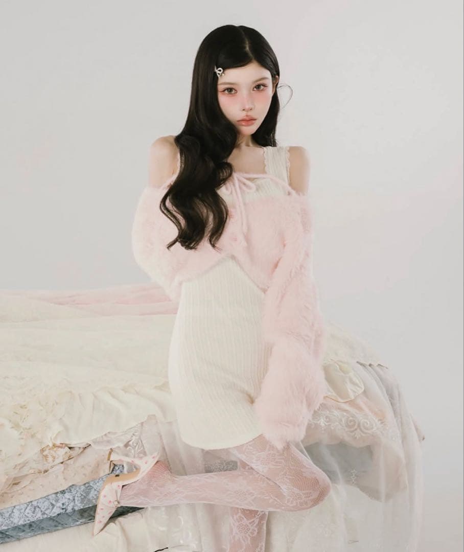 ケーブルニットソーセットミニワンピース FL