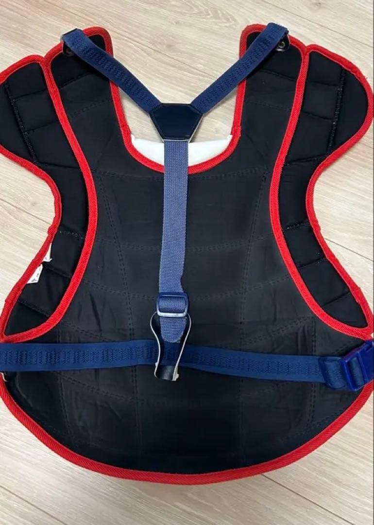 軟式一般用/キャッチャー防具　ネイビー/ホワイト/レッド