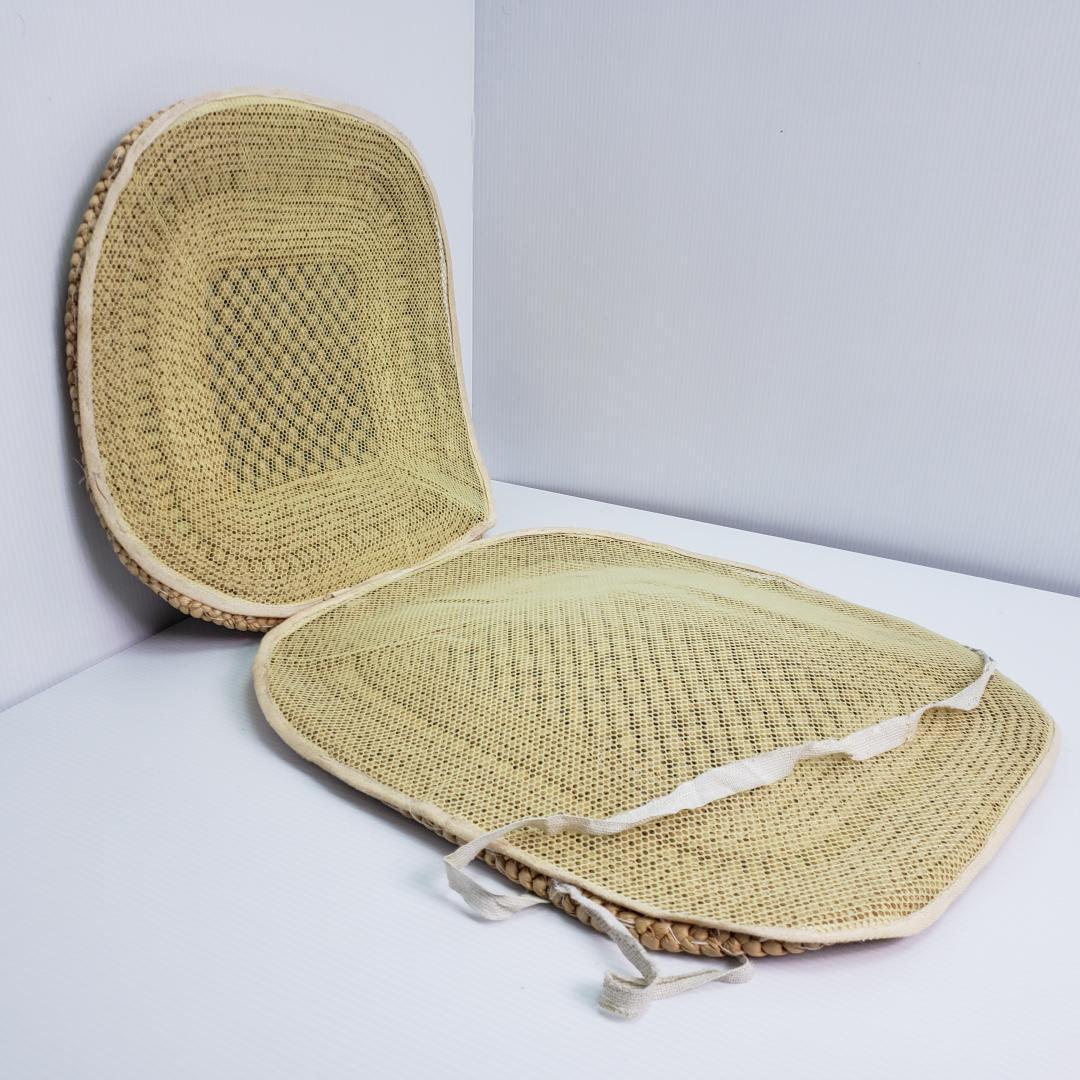 ラタン　座椅子　レトロ　木製ビーズ付き　希少