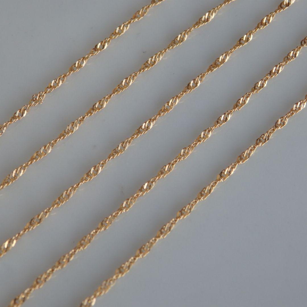 koukey　k18ネックレス スクリューチェーン 1.3㎜幅つけっぱなし