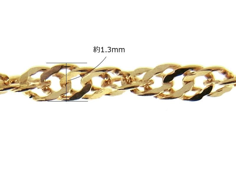 koukey　k18ネックレス スクリューチェーン 1.3㎜幅つけっぱなし