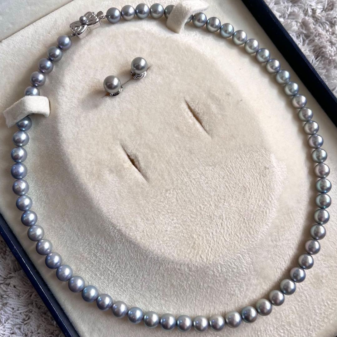 Imuzak】タサキ パール ネックレス 7mm WGk18ピアス セット