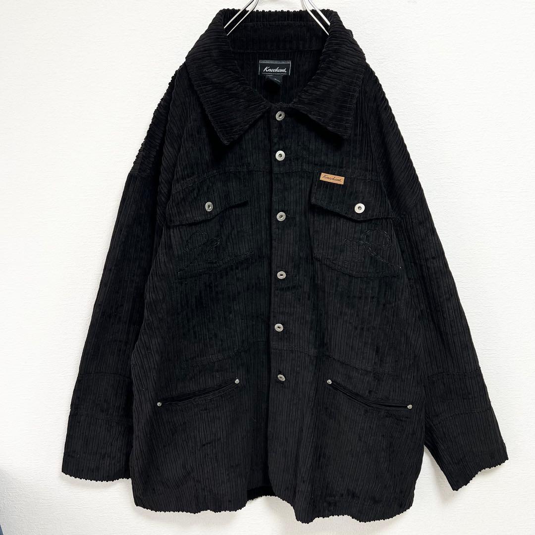【超ビッグサイズ】ノックアウト✨️入手困難　コーデュロイ　カバーオール　黒　３ＸＬ