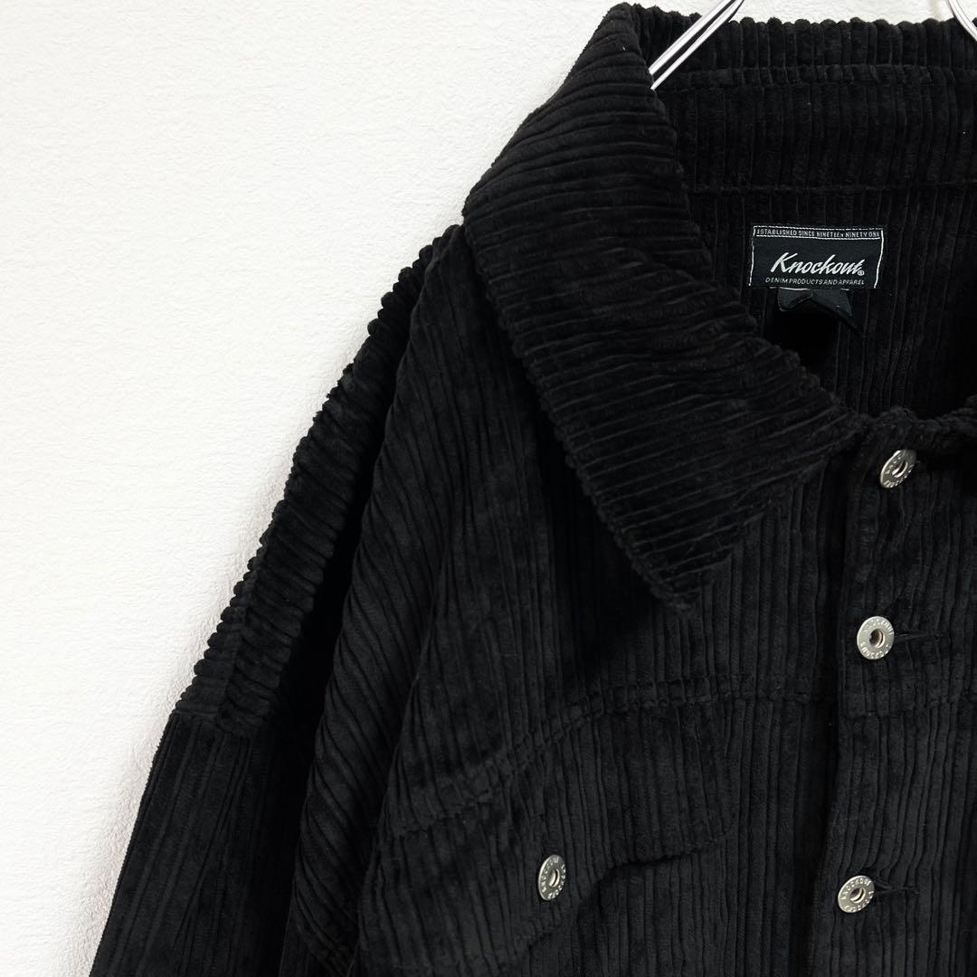 【超ビッグサイズ】ノックアウト✨️入手困難　コーデュロイ　カバーオール　黒　３ＸＬ