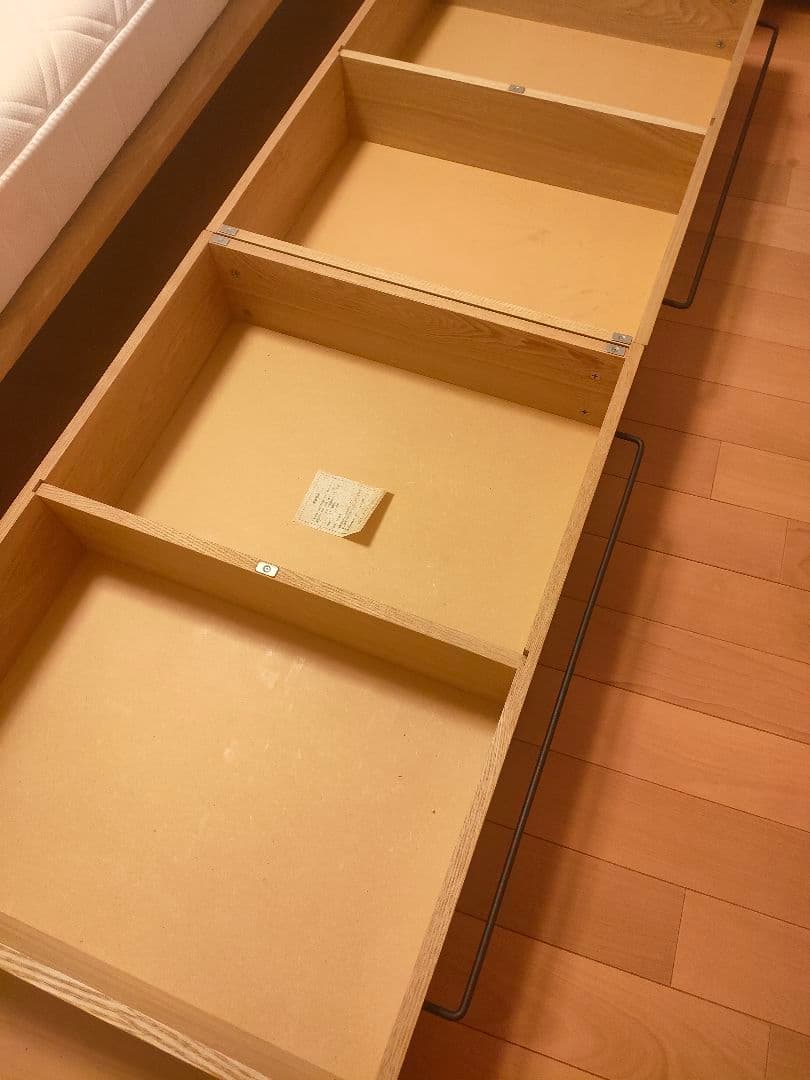◆2個セット◆ 無印良品 木製ベッドフレーム下収納 引き出しキャスター付 タモ