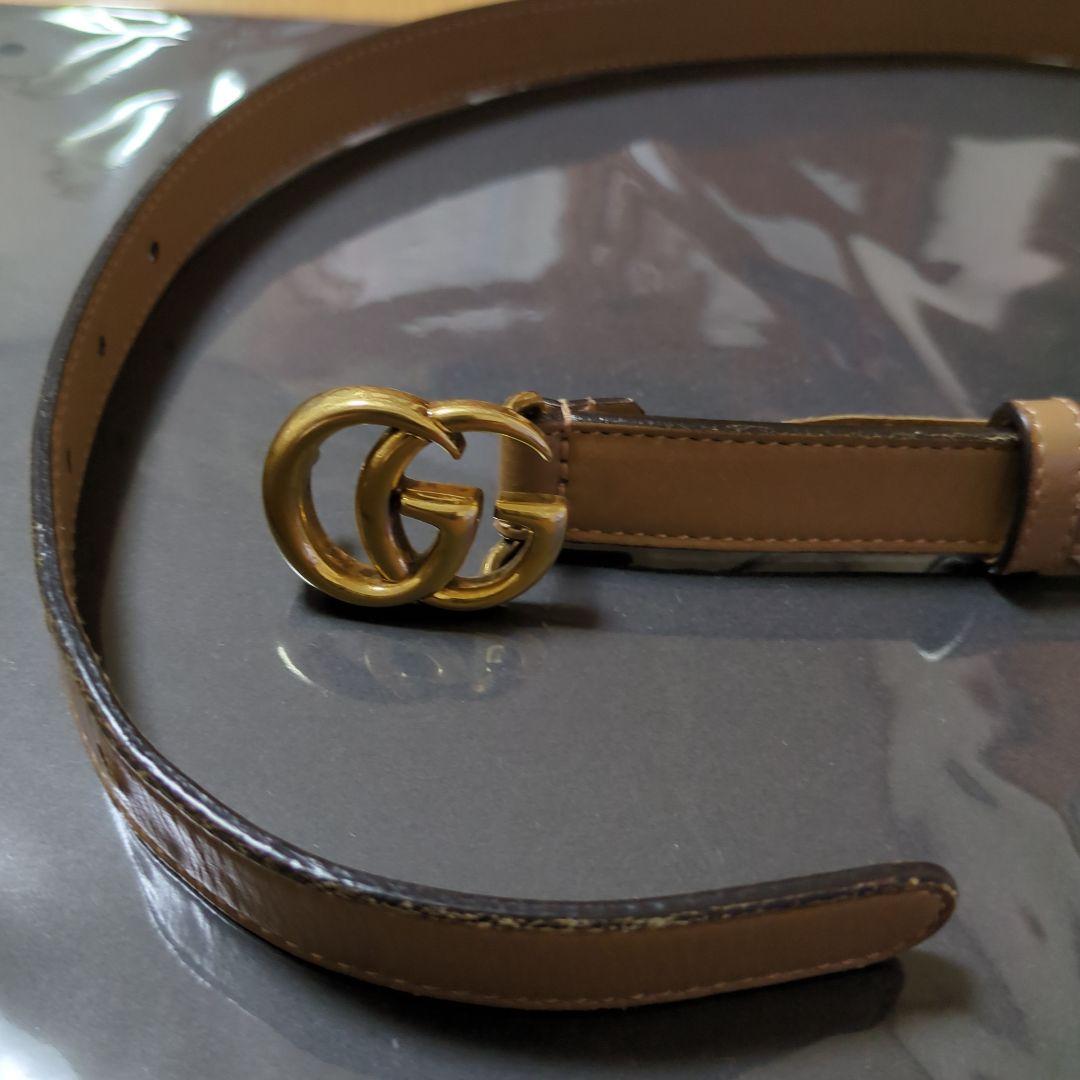 ♥GUCCI GGバックル ベルト ブラウン 保存袋付き（バックル含約80cm）