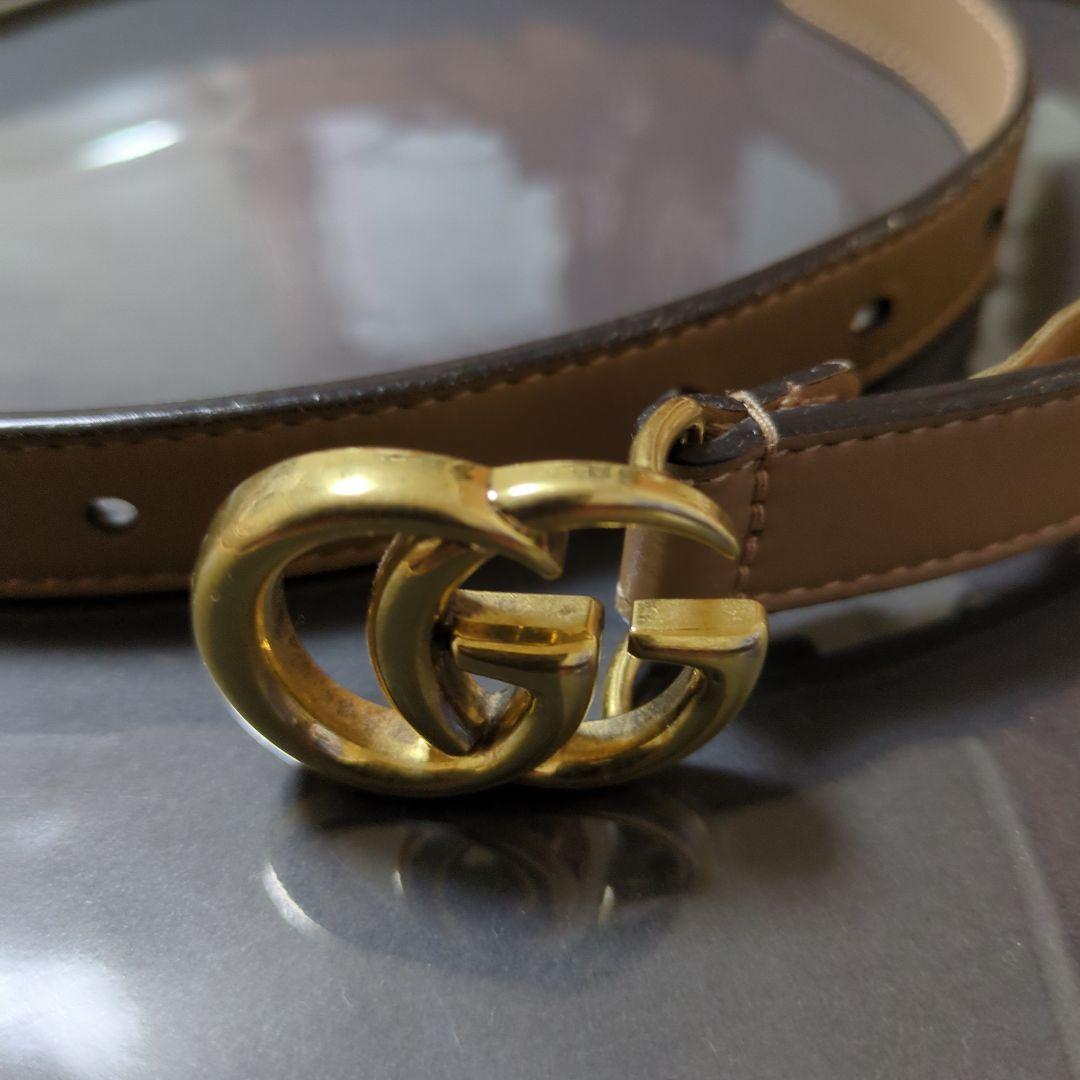 ♥GUCCI GGバックル ベルト ブラウン 保存袋付き（バックル含約80cm）