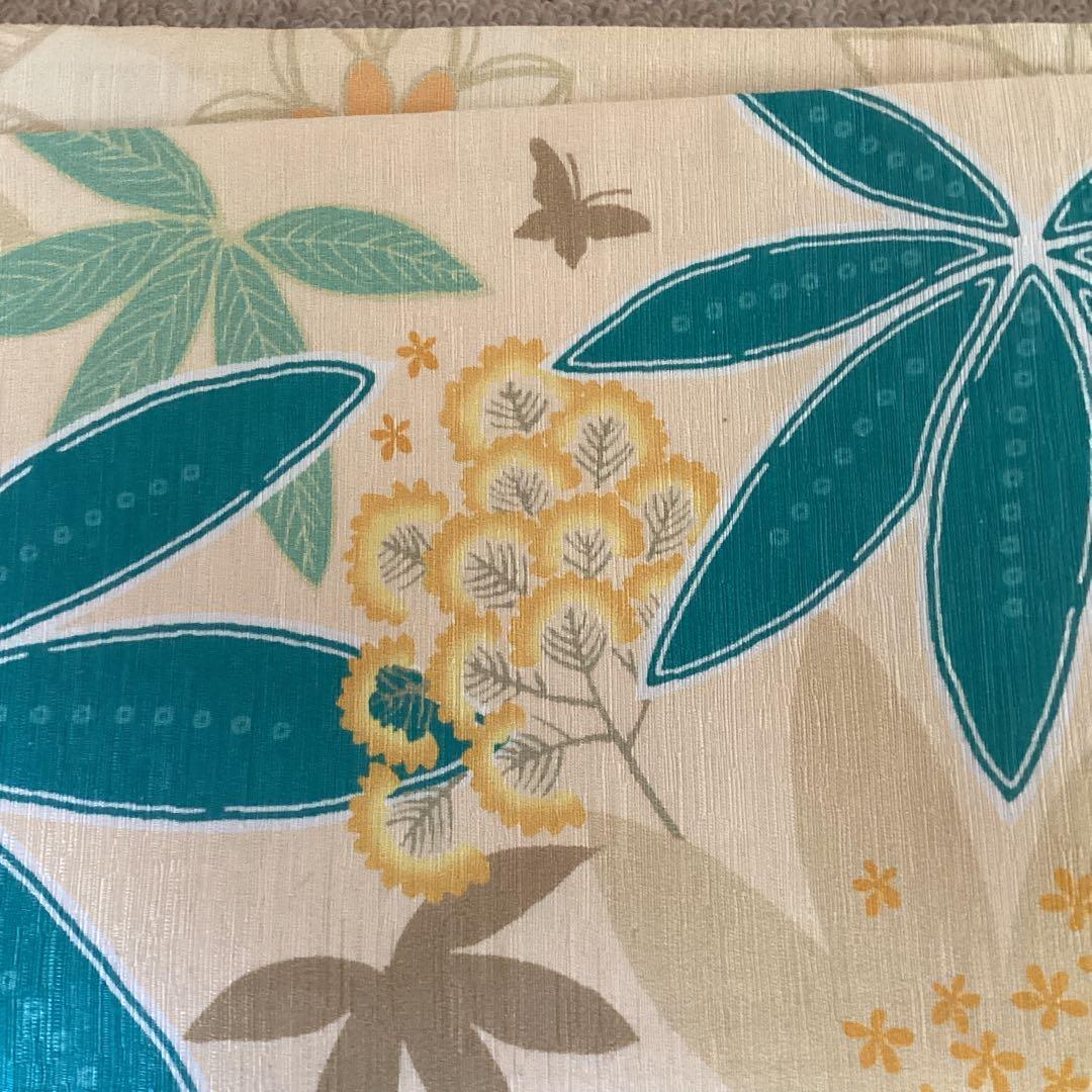 【工藤ちゃん】WAKKA 未使用半幅帯　南国の花々と鳥や蝶　正絹タグ付き