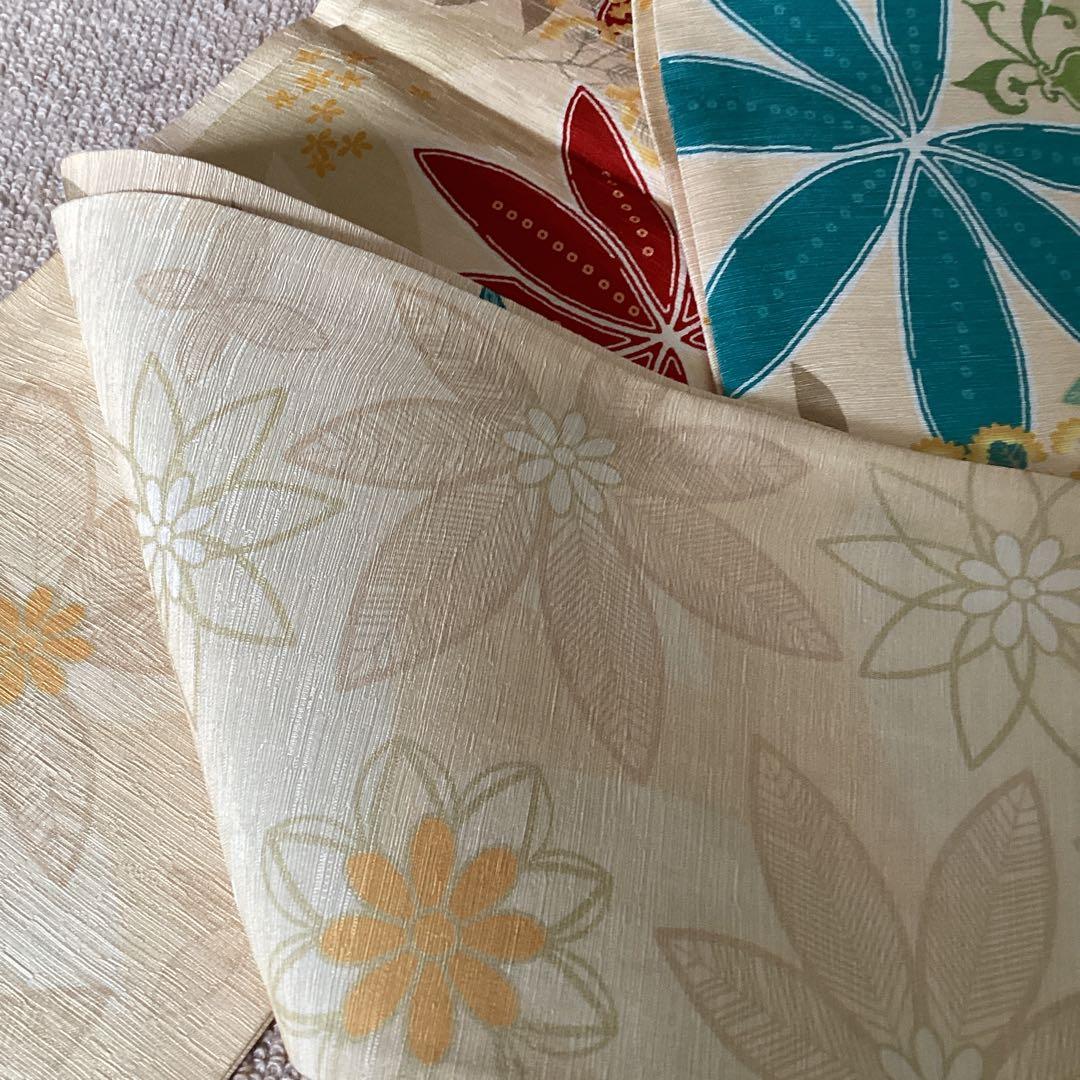 【工藤ちゃん】WAKKA 未使用半幅帯　南国の花々と鳥や蝶　正絹タグ付き