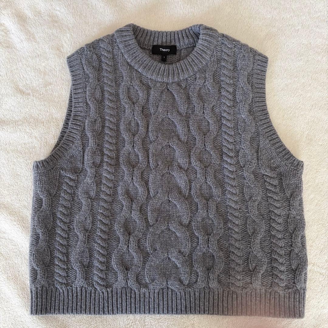 Theory 24AW アランケーブル柄 クルーネックニットベスト