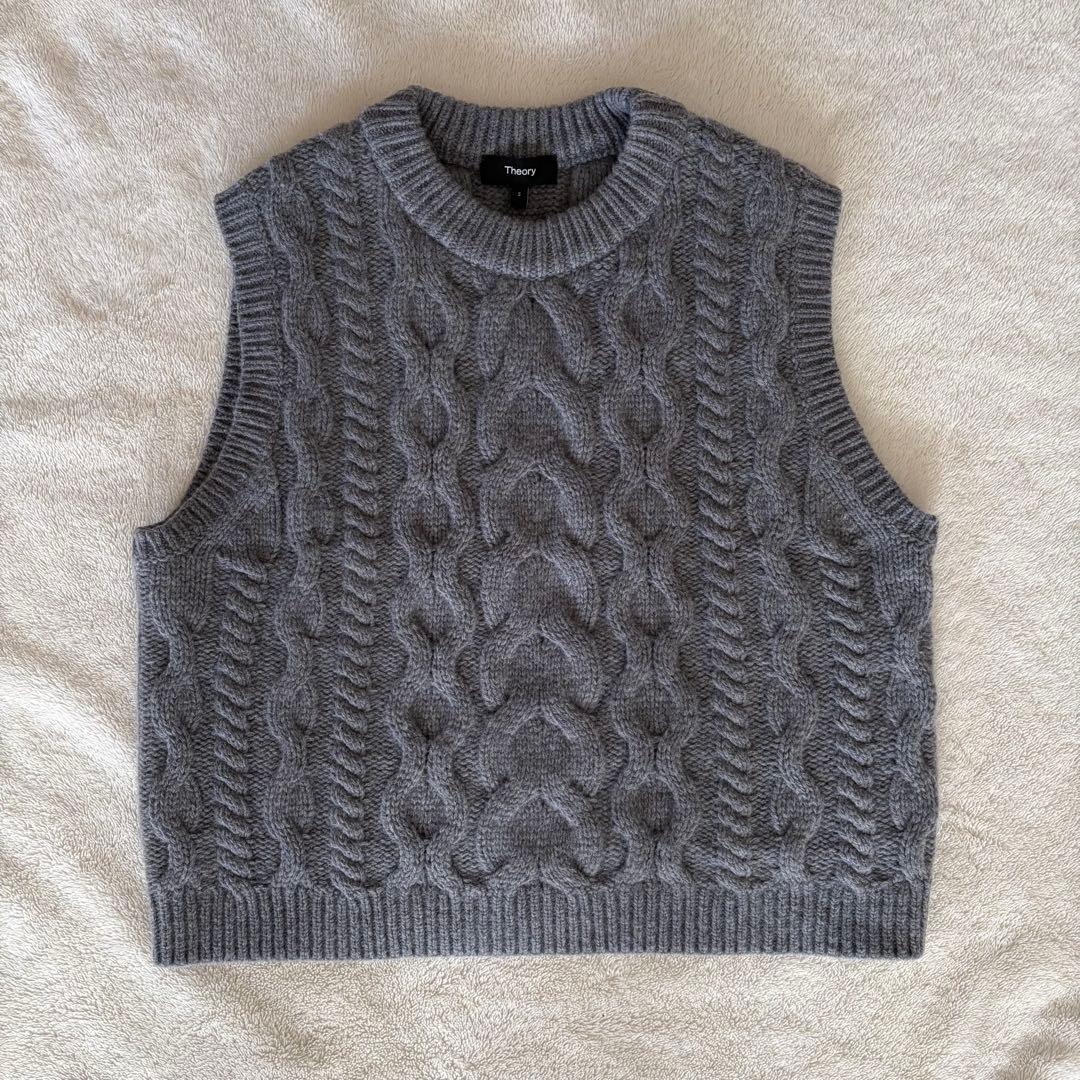 Theory 24AW アランケーブル柄 クルーネックニットベスト