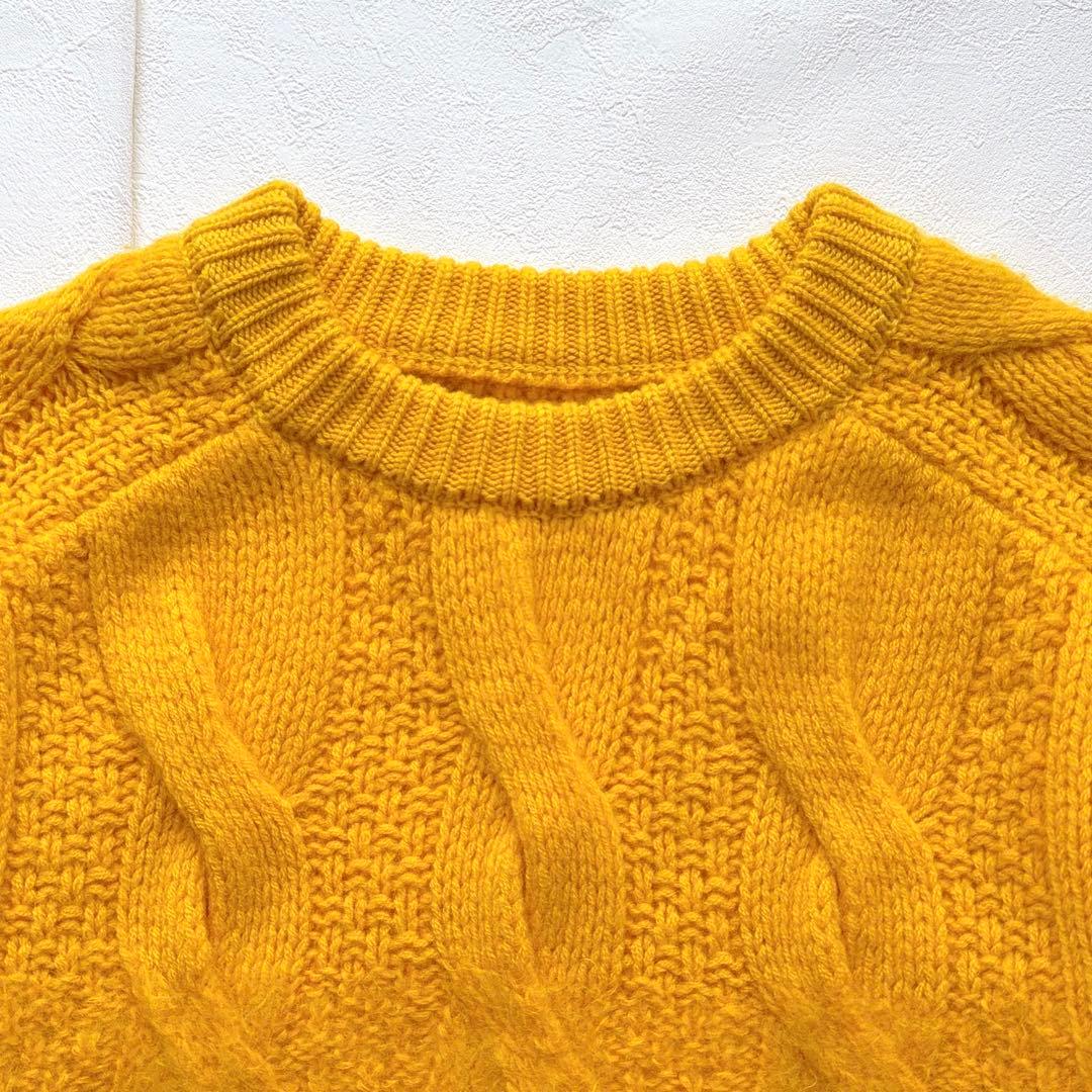 COOHEM カシミヤ モヘア アンゴラ ケーブルニット 黄色 米富繊維