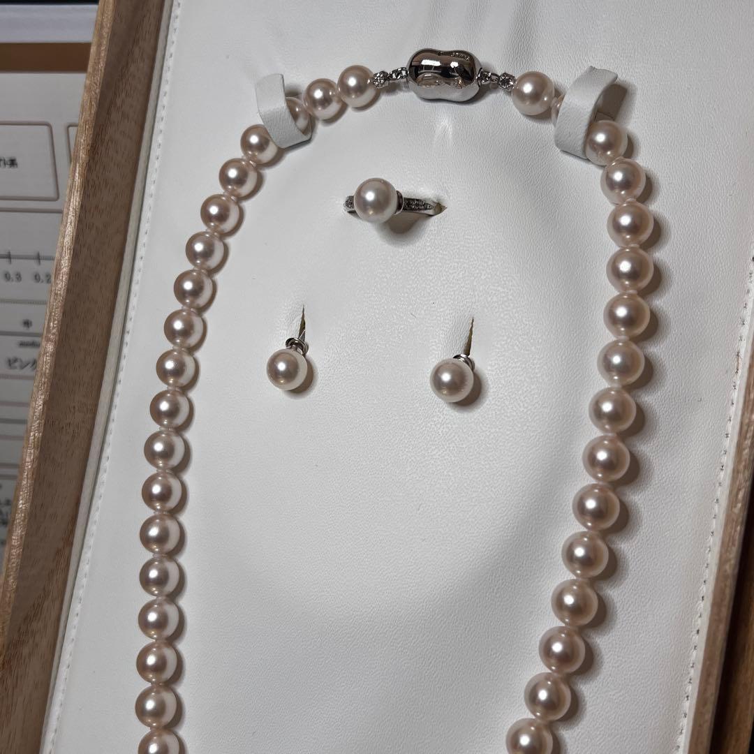 【オーロラ花珠】 あこや真珠 パールネックレス8.0-8.5mm 真珠科学研究所