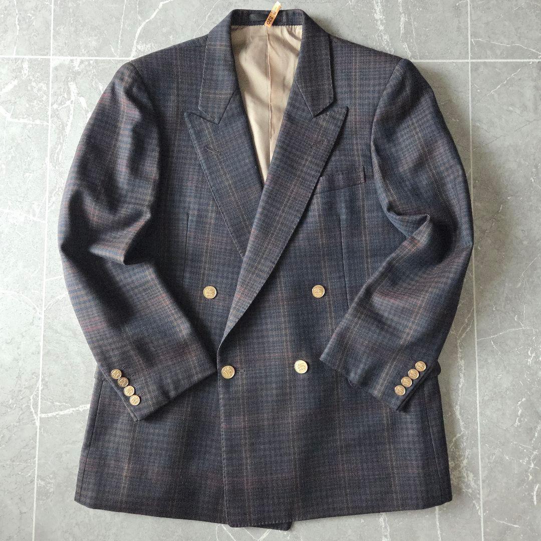 90s 日本製 Burberrys 金ボタン ホースロゴ ダブルブレスト 紺ブレ