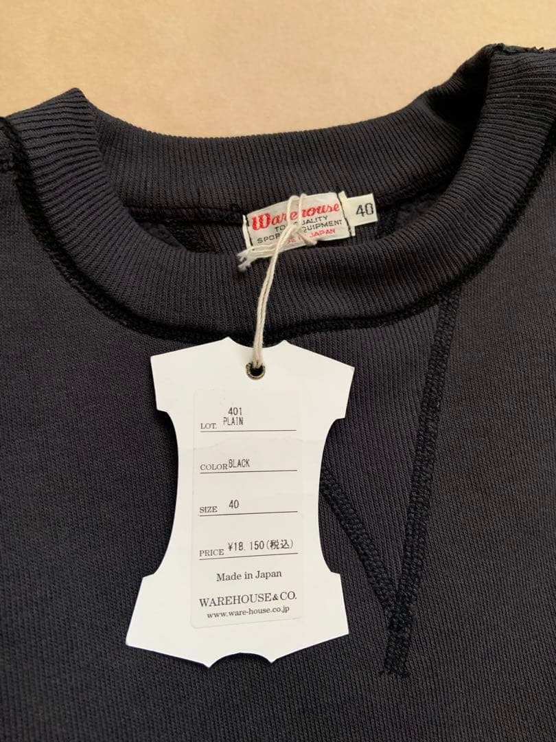新品 ウエアハウス 401 スウェット BLACK スミクロ 40 M 無地
