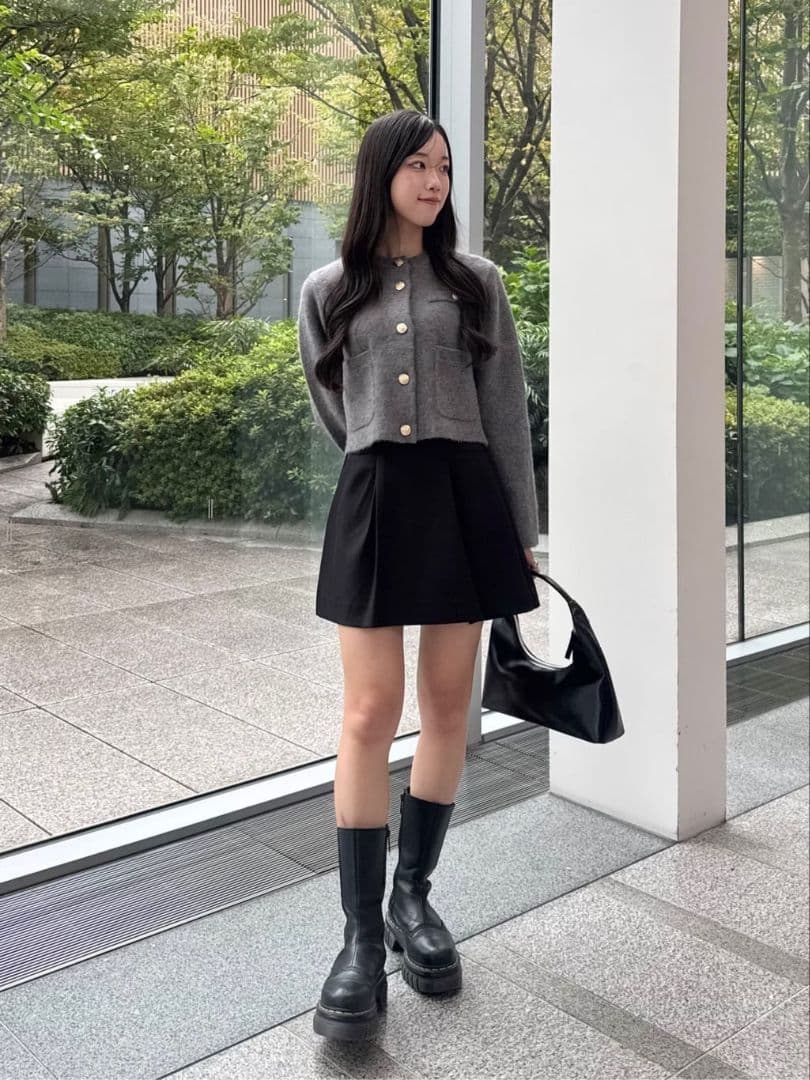 【ブラックM完売】 ココディール 新品タグ付 タックキュロットスカート