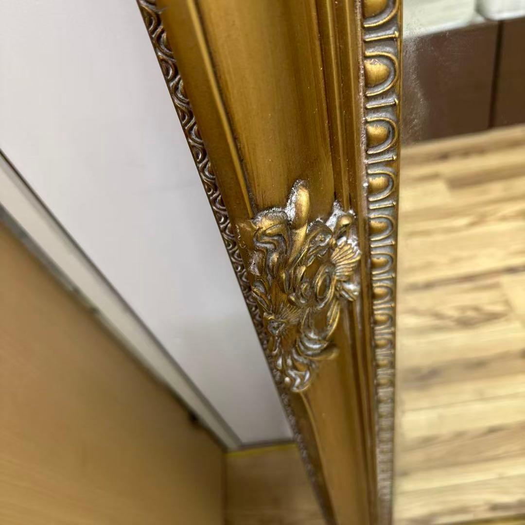 全身鏡 アンティーク調 ミラー 180cm 大型 ヴィンテージ調 ゴールド