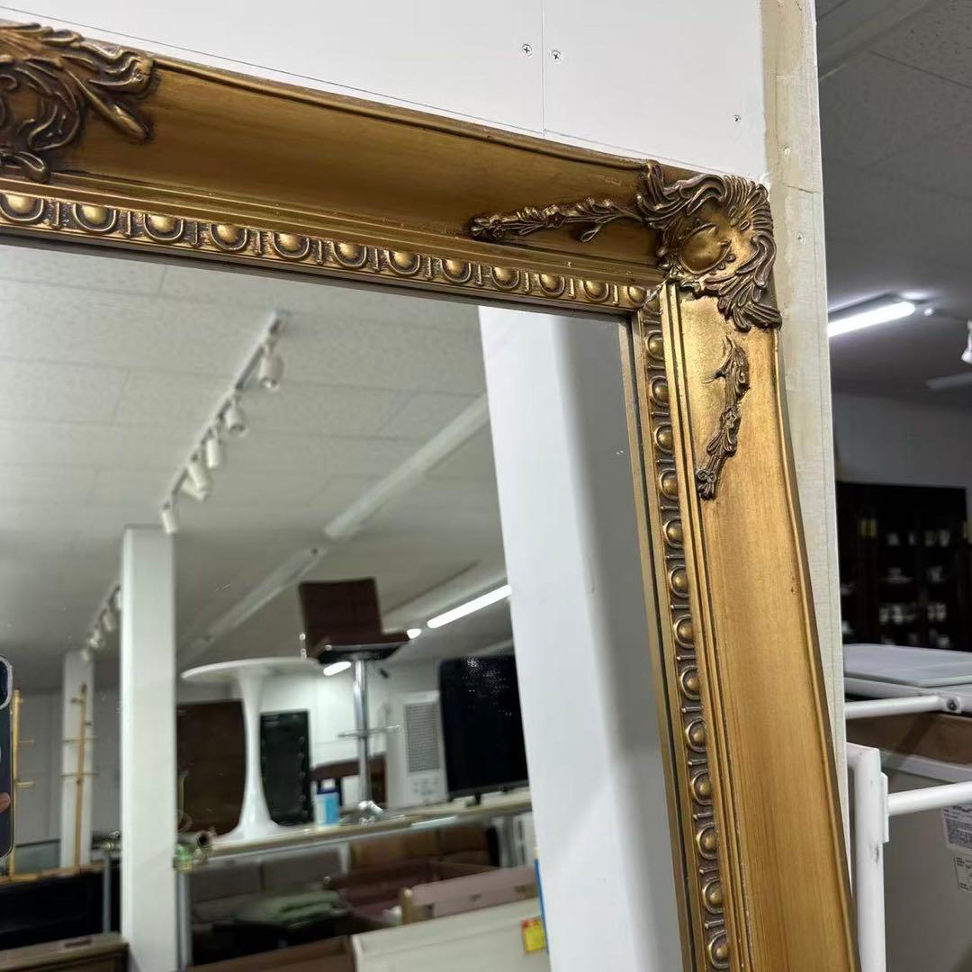 全身鏡 アンティーク調 ミラー 180cm 大型 ヴィンテージ調 ゴールド