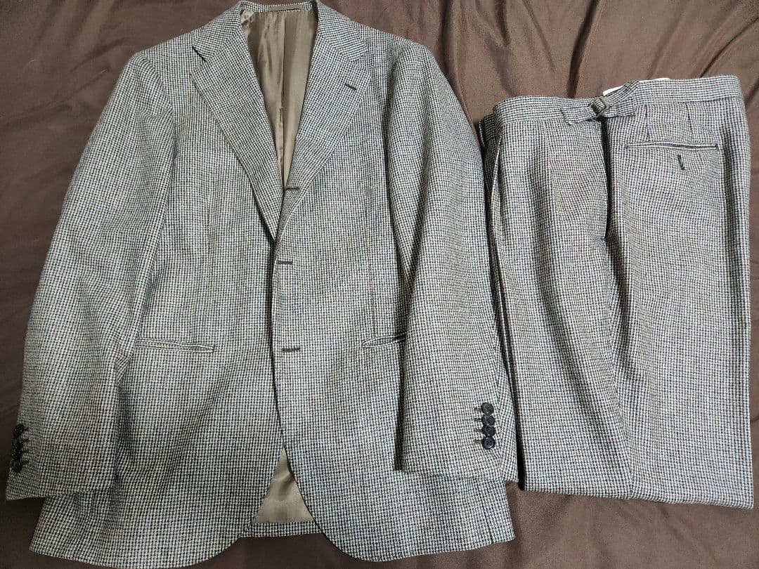 HANDMADE CANONICO ウール ガンクラブチェック スーツ