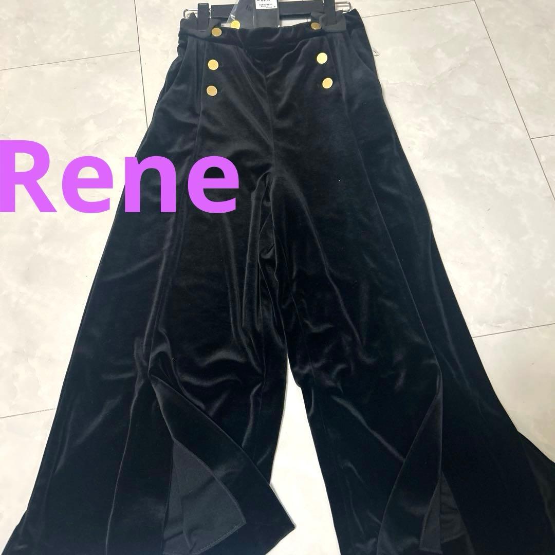 Rene ベロアフレアパンツ 黒