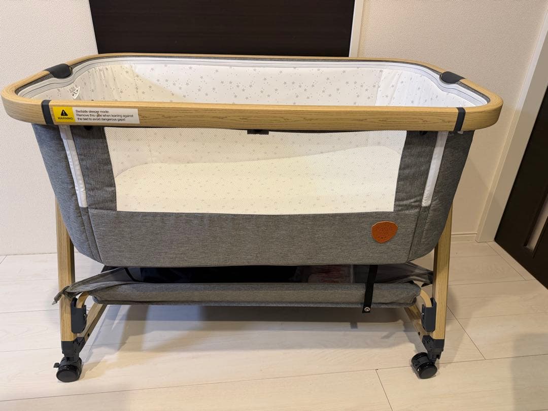 【美品】2025年購入　HZDMJベビーベッド グレー