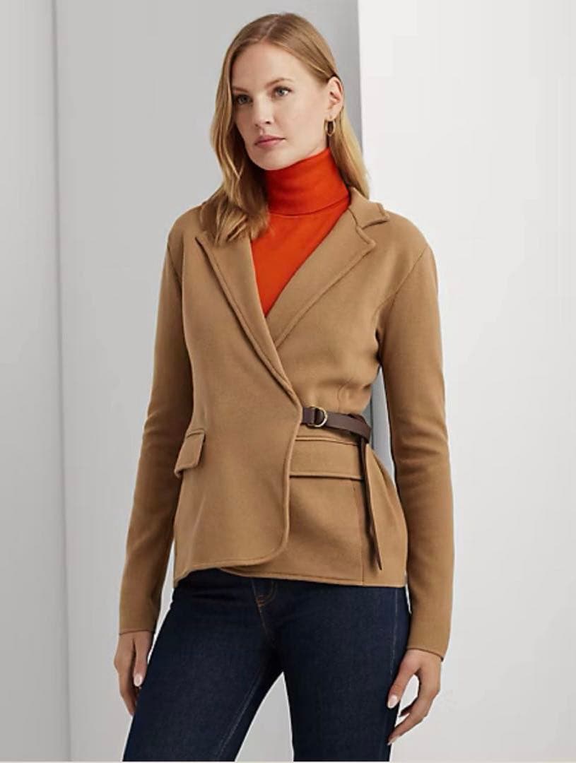 ローレンラルフローレン　レザートリムコットンブレンドブレザー　近年モデル　XS