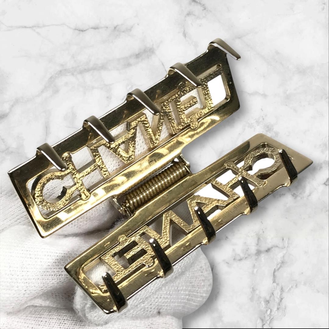 美品 シャネル ロゴ ヘアクリップ バレッタ B22 P ヘアーアクセサリー 箱