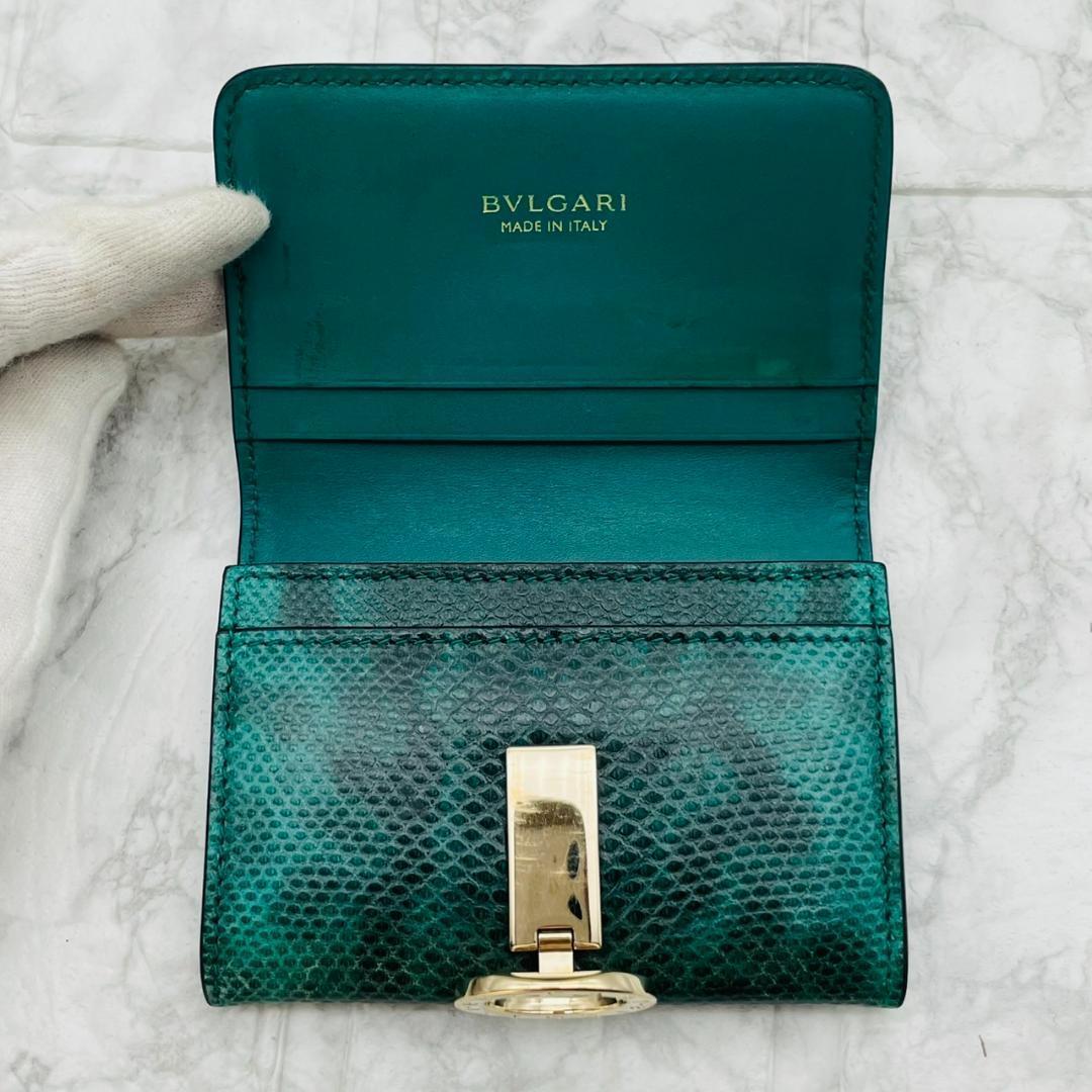 希少✨極美品/RFID搭載 BVLGARI カードケース　パイソン サークルロゴ
