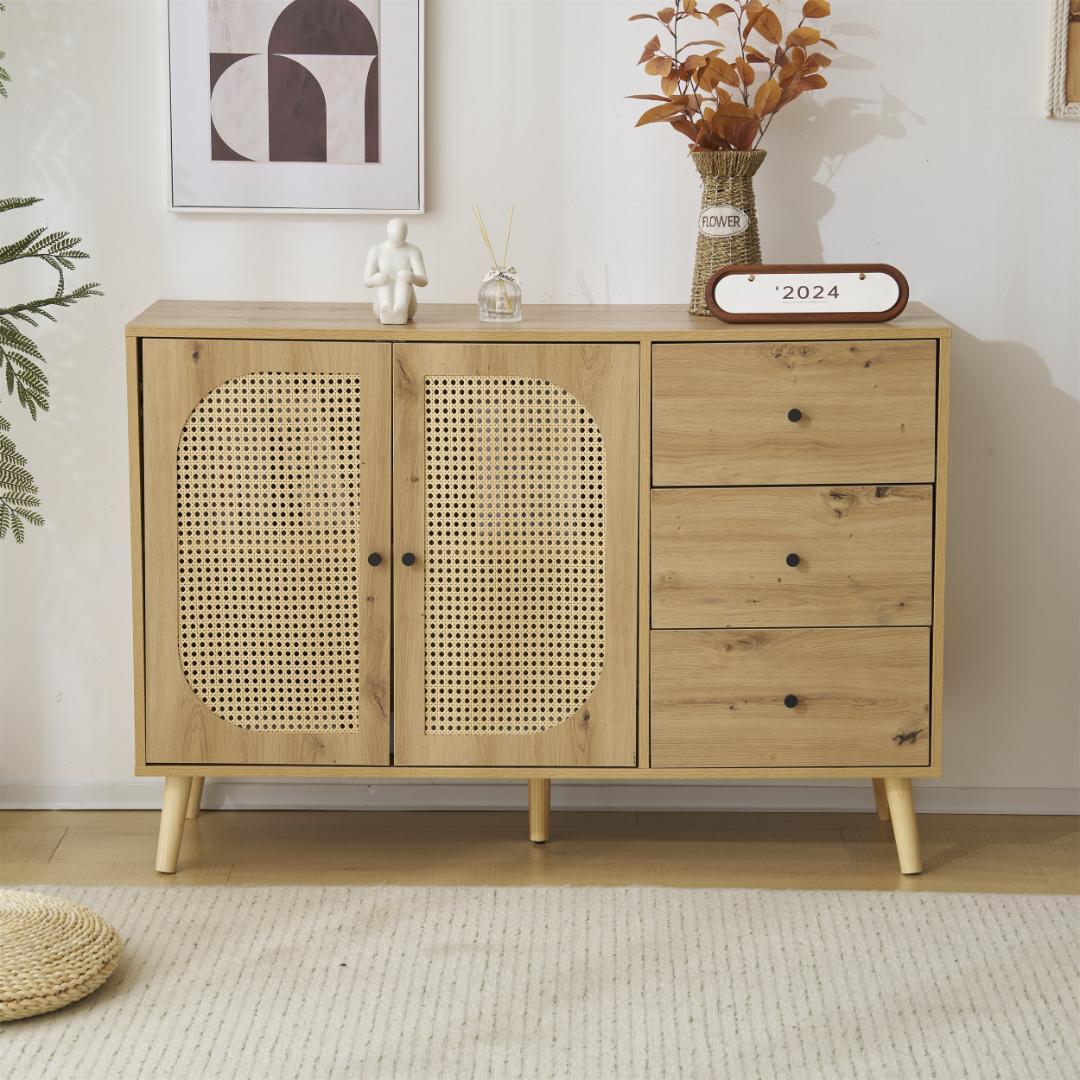 激安！キャビネット大容量 収納棚 リビング 収納 ローボード NATURAL