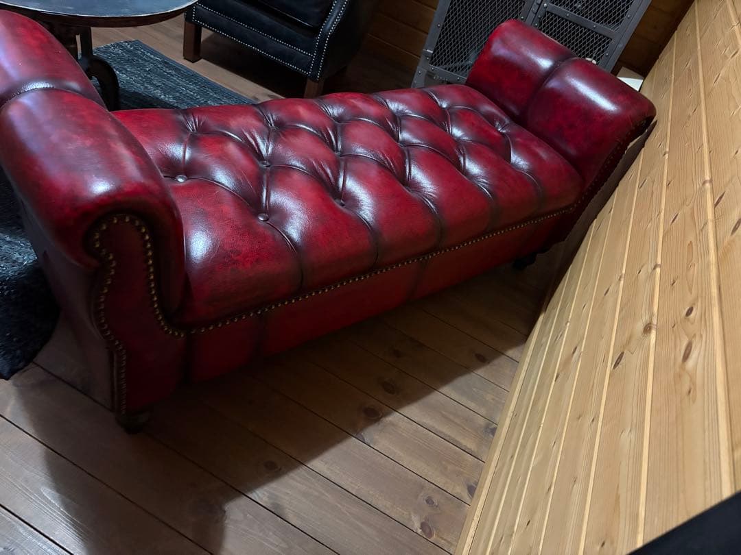 極上美品★チェスターフィールドソファ★希少 ベンチタイプ イギリス 牛革